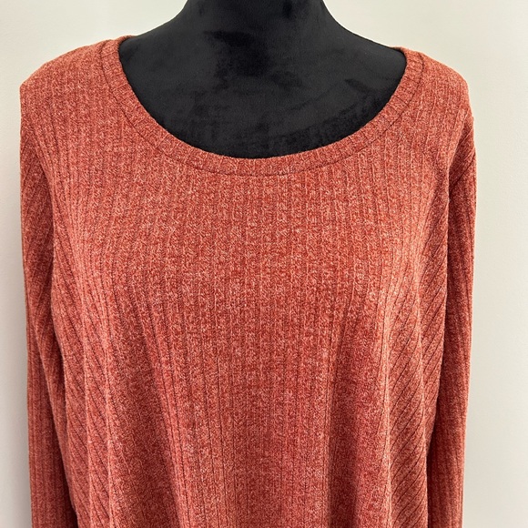 Cyrus Womens Plus  Rust Orange Rib Knit Scoop Long Sleeve Sweater Tunic NWT - Picture 2 of 7